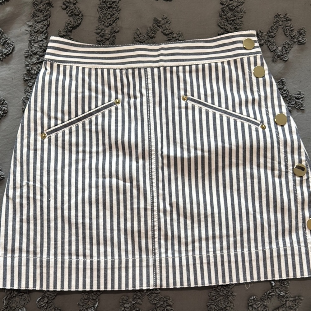Striped Derek Lam 10 Crosby Bue and White Striped Mini Skirt size 2